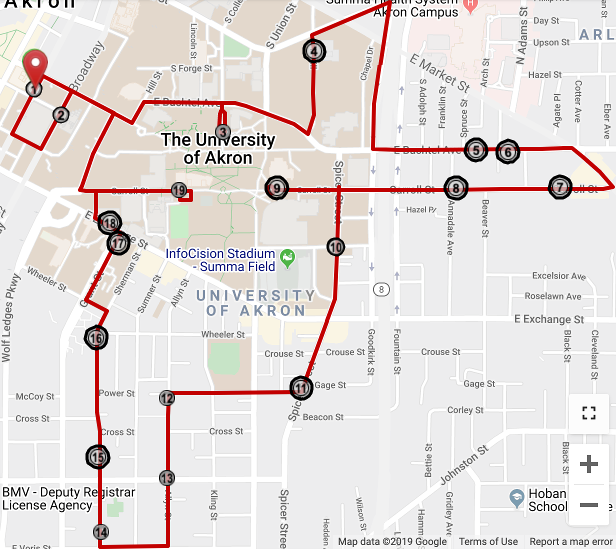 Weekday Route map